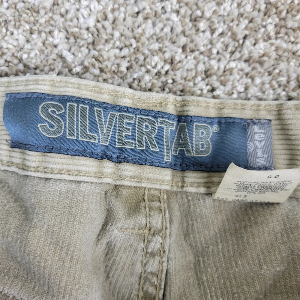 Levis Silver Tab Mens 32x32 Beige Corduroy Loose Fit Utility Cargo Pants‎
